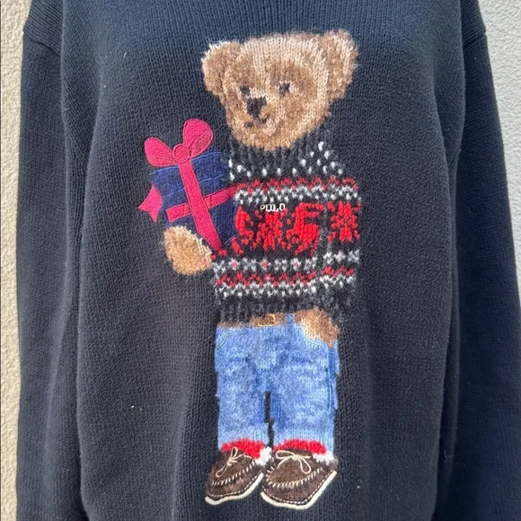 Polo Ralph Lauren black teddy bear crewneck sweater